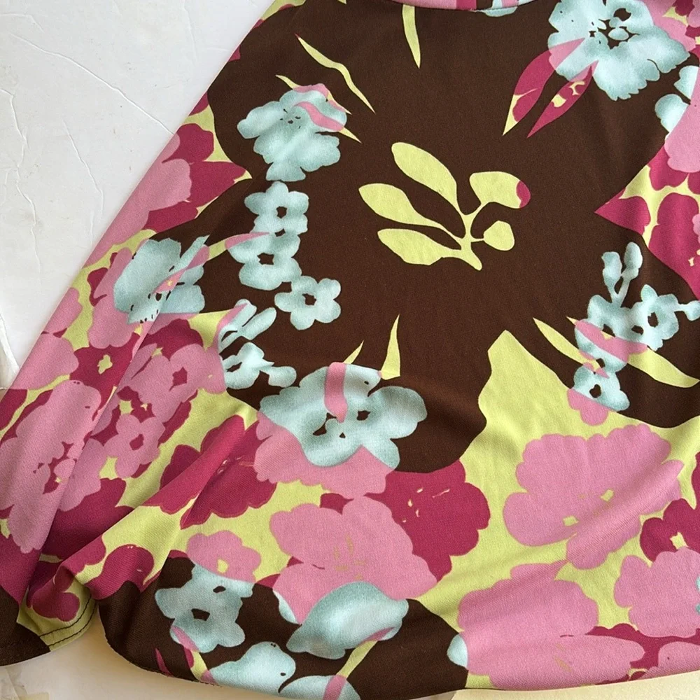 Vintage Y2K Pink Floral Colorful Asymmetrical Dress Bias Fairy Betsey Johnson S - Picture 6 of 17